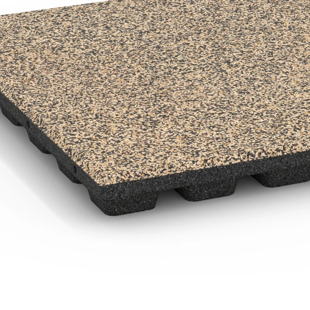 Detailaufnahme der Randausprägung von WARCO-Produkt 6437, Gumijasta varnostna plošča – 160 cm, Format 50 x 50 x 4,8 cm, Farbe Travertin.