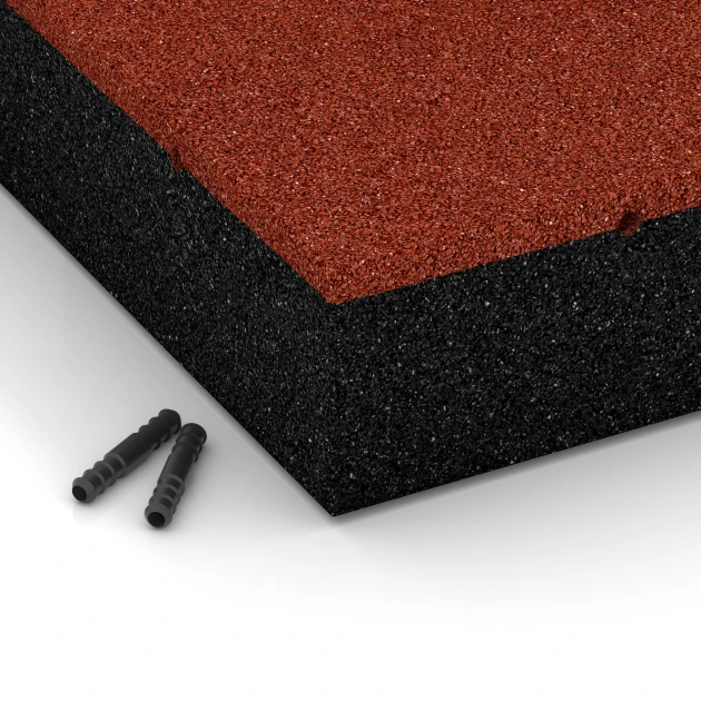 Detailaufnahme der Randausprägung von WARCO-Produkt 6278, Gumijasta varnostna plošča – 300 cm, Format 50 x 50 x 11 cm, Farbe Opečno rdeča.