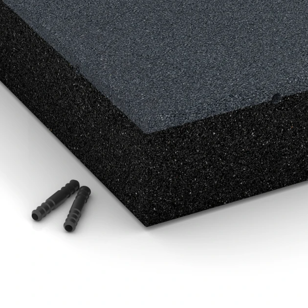 Detailaufnahme der Randausprägung von WARCO-Produkt 6281, Gumijasta varnostna plošča – 300 cm, Format 50 x 50 x 11 cm, Farbe Skrilavosiva.