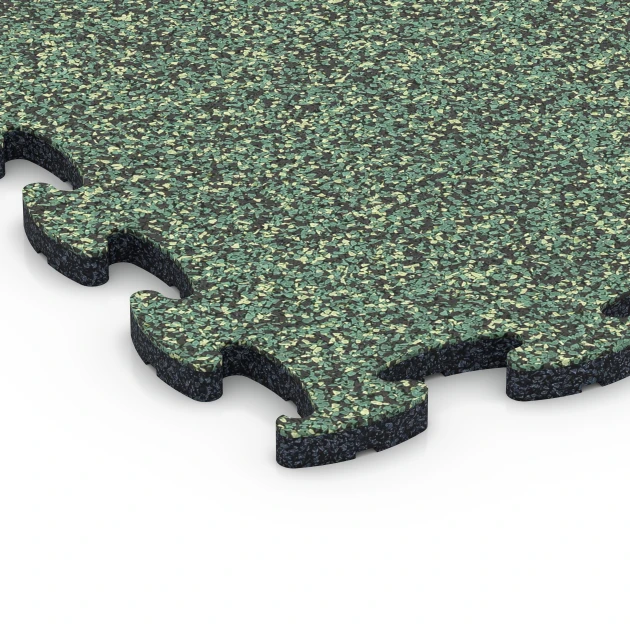 Detailaufnahme der Randausprägung von WARCO-Produkt 6780, Gumijasta podloga za vadbo, Format 44,6 x 44,6 x 1,8 cm, Farbe Angleška trata.