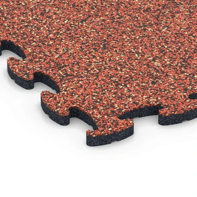 Detailaufnahme der Randausprägung von WARCO-Produkt 6800, Gumijasta podloga za agility, Format 44,6 x 44,6 x 1,8 cm, Farbe Etna.