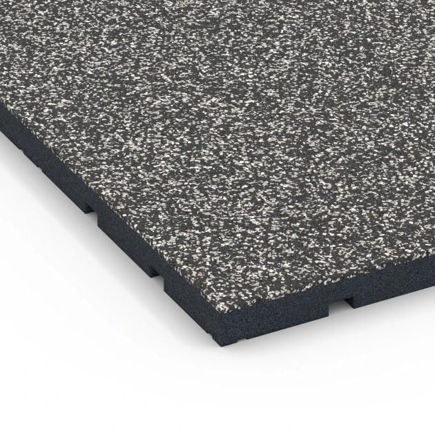 Detailaufnahme der Randausprägung von WARCO-Produkt 7132, Gumijasta podloga za zunanji fitnes, Format 60 x 60 x 3 cm | 0,36 m², Farbe Temnosivi granit.
