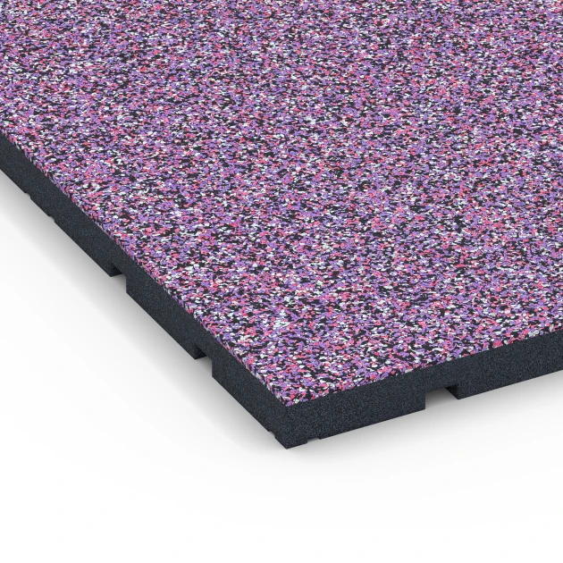 Detailaufnahme der Randausprägung von WARCO-Produkt 7137, Gumijasta podloga za zunanji fitnes, Format 60 x 60 x 3 cm | 0,36 m², Farbe Lavanda.