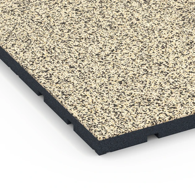 Detailaufnahme der Randausprägung von WARCO-Produkt 7138, Gumijasta podloga za zunanji fitnes, Format 60 x 60 x 3 cm | 0,36 m², Farbe Travertin.