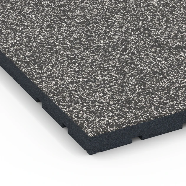Detailaufnahme der Randausprägung von WARCO-Produkt 7141, Gumijasta podloga za zunanji fitnes, Format 60 x 60 x 4 cm | 0,36 m², Farbe Temnosivi granit.