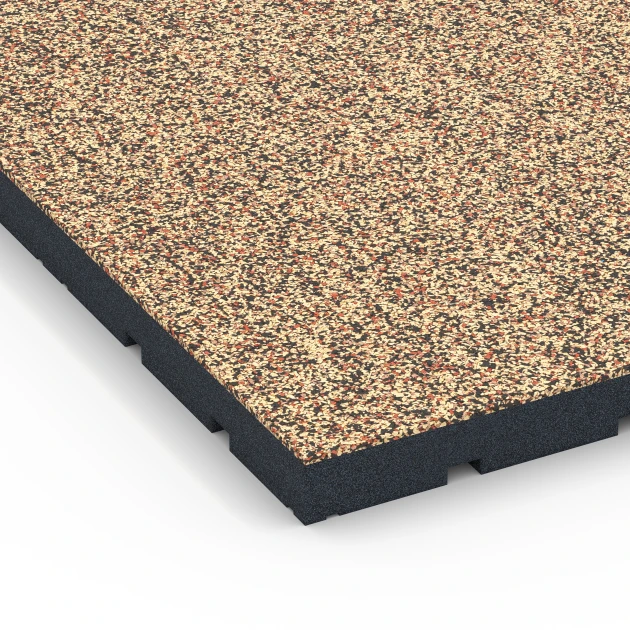 Detailaufnahme der Randausprägung von WARCO-Produkt 7144, Gumijasta podloga za zunanji fitnes, Format 60 x 60 x 4 cm | 0,36 m², Farbe Terakota.