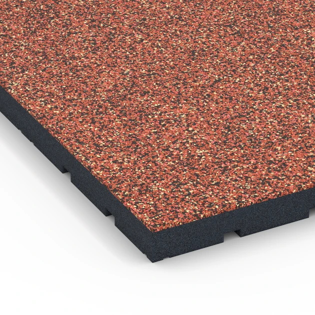Detailaufnahme der Randausprägung von WARCO-Produkt 7145, Gumijasta podloga za zunanji fitnes, Format 60 x 60 x 4 cm | 0,36 m², Farbe Etna.