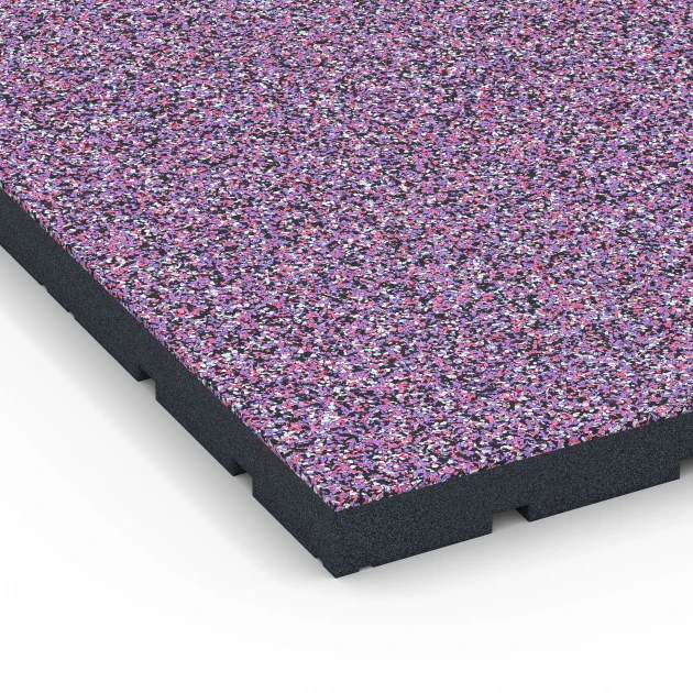 Detailaufnahme der Randausprägung von WARCO-Produkt 7146, Gumijasta podloga za zunanji fitnes, Format 60 x 60 x 4 cm | 0,36 m², Farbe Lavanda.