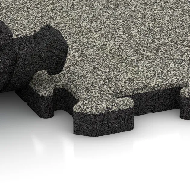 Großaufnahme vom Verbindungssystem von WARCO-Boden 5901 - Eventna zunanja plošča im Farbdesign Svetli granit. Abmessungen 500 x 500 x 40 mm.