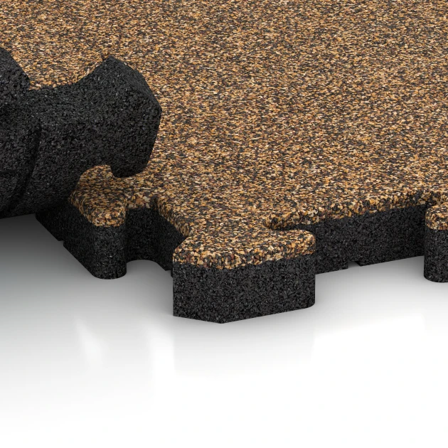 Großaufnahme vom Verbindungssystem von WARCO-Boden 2889 - Tlakovci im Farbdesign Ratan. Abmessungen 50 x 50 x 4 cm | 0,25 m².