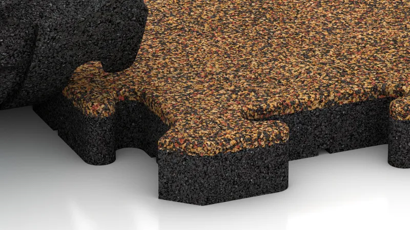 Sestavljiv puzzle spoj z nežno zaobljenim posnetjem