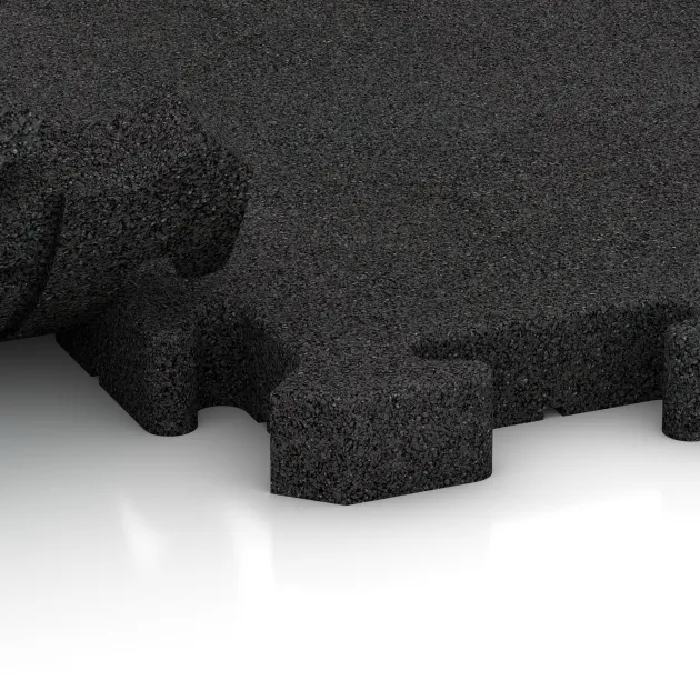 Großaufnahme vom Verbindungssystem von WARCO-Boden 3481 - Fitnes zaščitna podlaga HD im Farbdesign Antracit. Abmessungen 1000 x 1000 x 40 mm.