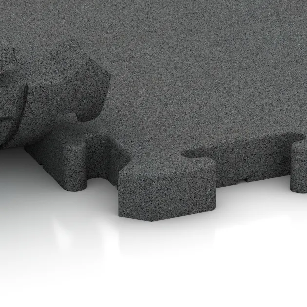 Großaufnahme vom Verbindungssystem von WARCO-Boden 3484 - Fitnes zaščitna podlaga HD im Farbdesign Lupkovosiva. Abmessungen 1000 x 1000 x 40 mm.
