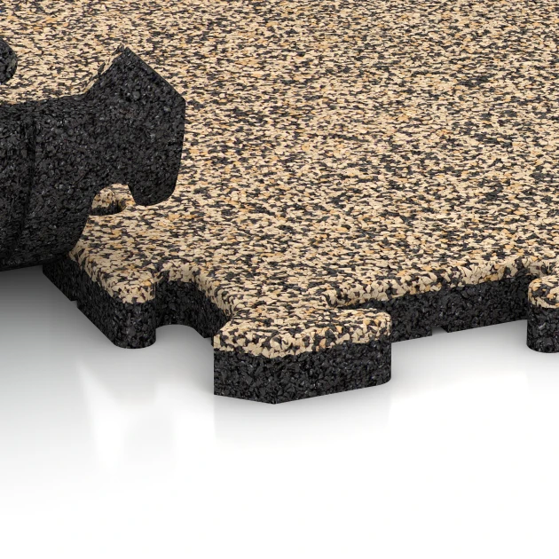 Großaufnahme vom Verbindungssystem von WARCO-Boden 2663 - Tlakovci im Farbdesign Travertin. Abmessungen 50 x 50 x 3 cm | 0,25 m².