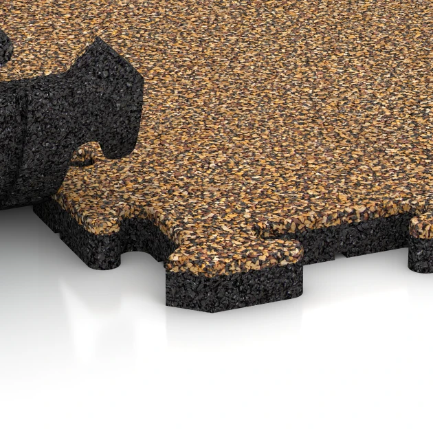 Großaufnahme vom Verbindungssystem von WARCO-Boden 5846 - Eventna zunanja plošča im Farbdesign Ratan. Abmessungen 50 x 50 x 3 cm | 0,25 m².