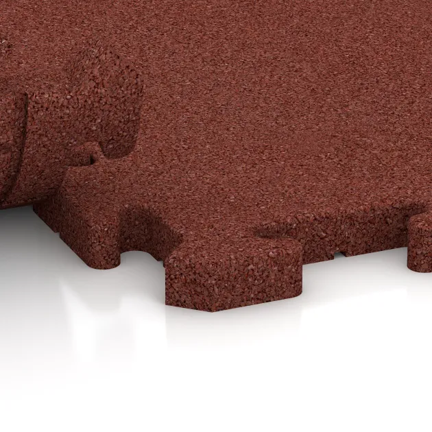 Großaufnahme vom Verbindungssystem von WARCO-Boden 2792 - Gehwegplatte im Farbdesign Opečno rdeča. Abmessungen 500 x 500 x 30 mm.