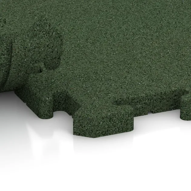 Großaufnahme vom Verbindungssystem von WARCO-Boden 2793 - Gehwegplatte im Farbdesign Travna zelena. Abmessungen 500 x 500 x 30 mm.