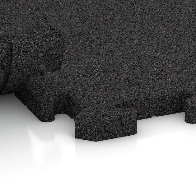 Großaufnahme vom Verbindungssystem von WARCO-Boden 3330 - Fitnes zaščitna podlaga HD im Farbdesign Antracit. Abmessungen 1000 x 1000 x 30 mm.