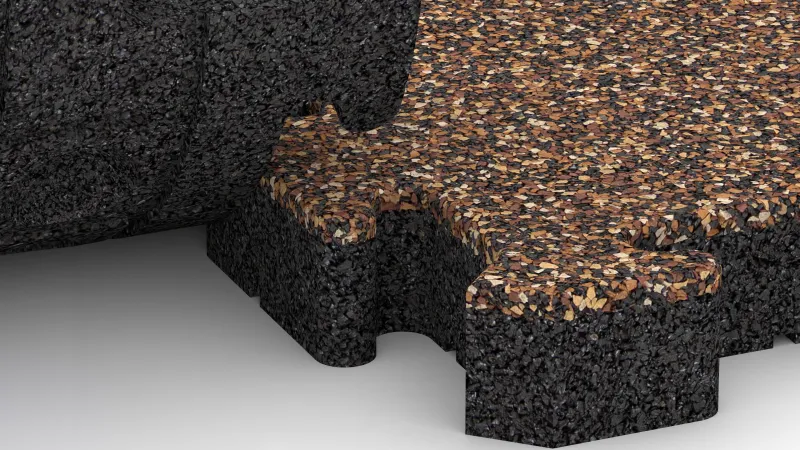 Sestavljiv puzzle spoj z nežno zaobljenim posnetjem