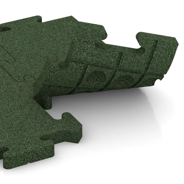 Großaufnahme vom Verbindungssystem von WARCO-Boden 4922 - Robna plošča im Farbdesign Travna zelena. Abmessungen 500 x 235 x 30 mm.