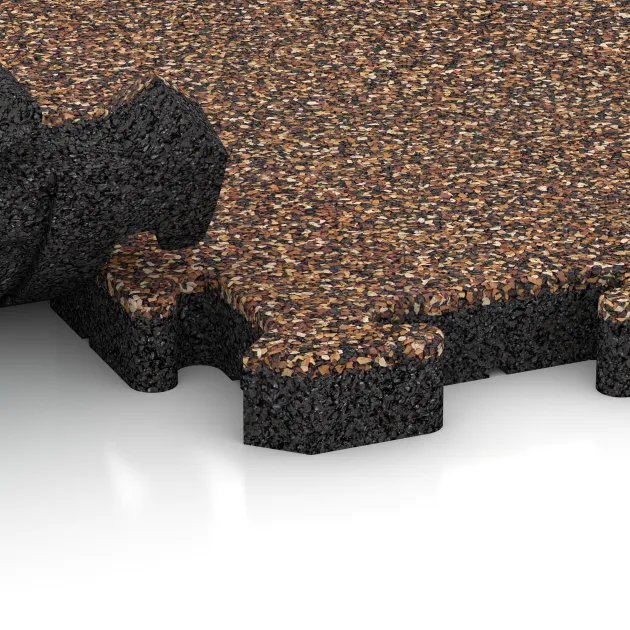 Großaufnahme vom Verbindungssystem von WARCO-Boden 4946 - Robna plošča im Farbdesign Losa in Koren. Abmessungen 500 x 235 x 40 mm.