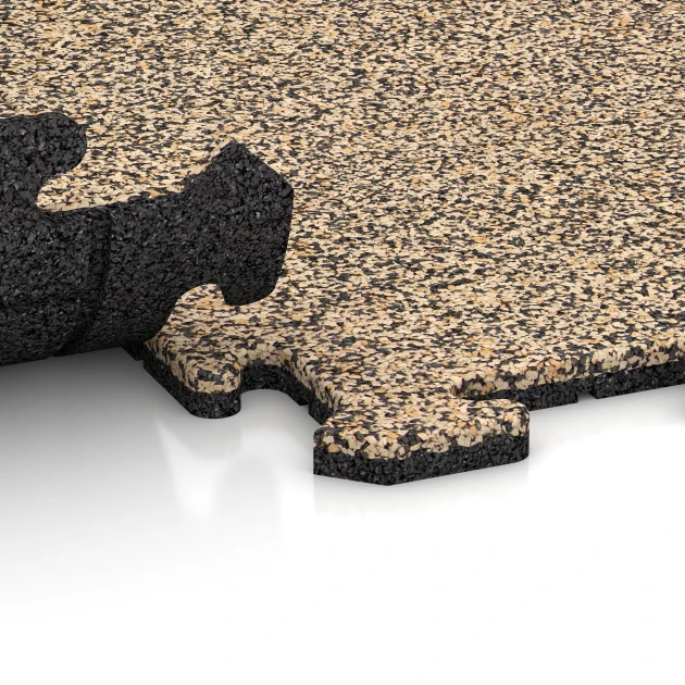 Großaufnahme vom Verbindungssystem von WARCO-Boden 3933 - Talna obloga za pse im Farbdesign Travertin. Abmessungen 1000 x 1000 x 18 mm.