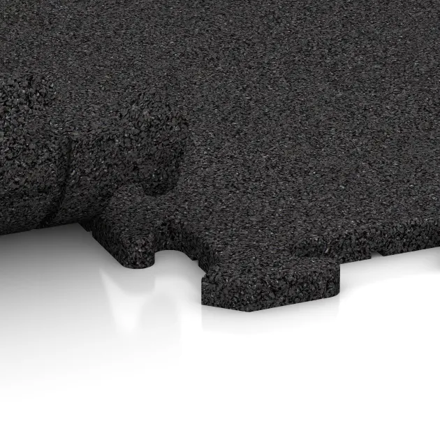 Großaufnahme vom Verbindungssystem von WARCO-Boden 3959 - Športna talna obloga za pse HD im Farbdesign Antracit. Abmessungen 1000 x 1000 x 18 mm.