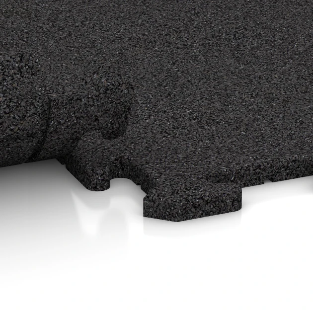 Großaufnahme vom Verbindungssystem von WARCO-Boden 0364 - Gumijasta obloga za stopnice im Farbdesign Antracit. Abmessungen 100 x 100 x 1,8 cm | 1,00 m².