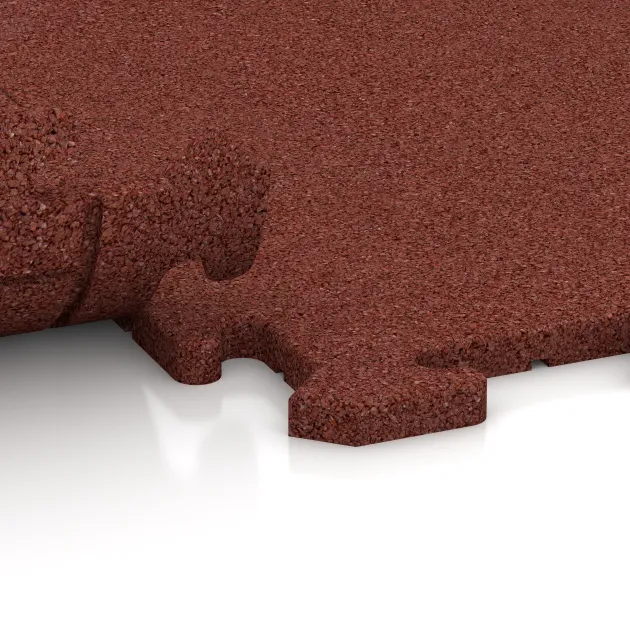 Großaufnahme vom Verbindungssystem von WARCO-Boden 3960 - Športna talna obloga za pse HD im Farbdesign Opečno rdeča. Abmessungen 1000 x 1000 x 18 mm.