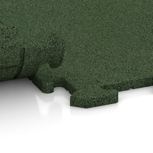Großaufnahme vom Verbindungssystem von WARCO-Boden 3961 - Športna talna obloga za pse HD im Farbdesign Travna zelena. Abmessungen 1000 x 1000 x 18 mm.