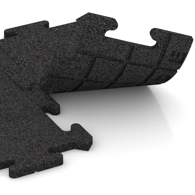 Großaufnahme vom Verbindungssystem von WARCO-Boden 4679 - Robna plošča HD im Farbdesign Črna. Abmessungen 500 x 235 x 18 mm.