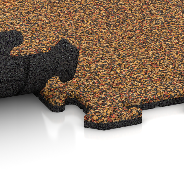 Großaufnahme vom Verbindungssystem von WARCO-Boden 4746 - Robna plošča im Farbdesign Terra Cotta. Abmessungen 1000 x 485 x 18 mm.