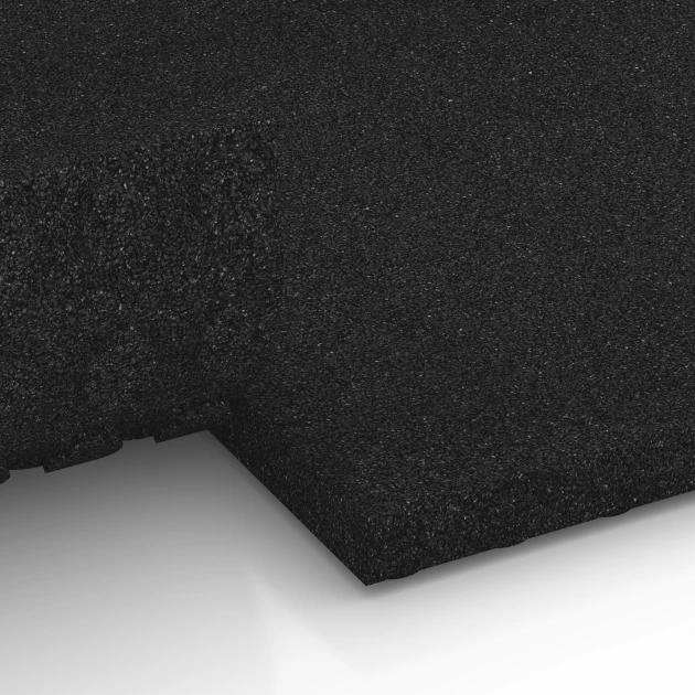 Großaufnahme vom Verbindungssystem von WARCO-Boden 6648 - Stallplatte Luxus im Farbdesign Antracit. Abmessungen 100 x 50 x 5 cm.