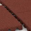 Großaufnahme vom Verbindungssystem von WARCO-Boden 5525 - Varnostna gumijasta plošča za otroška igrišča 4,5 cm - EN 1177 ≤ 140 cm im Farbdesign Opečno rdeča. Abmessungen 500 x 500 x 45 mm.