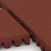 Großaufnahme vom Verbindungssystem von WARCO-Boden 5597 - Varnostna gumijasta plošča za otroška igrišča 8 cm - EN 1177 ≤ 195 cm im Farbdesign Opečno rdeča. Abmessungen 500 x 500 x 80 mm.