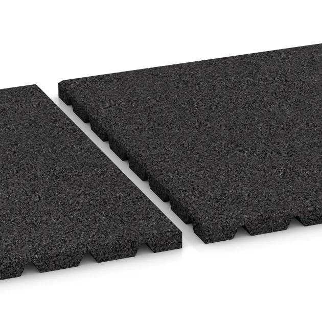 Großaufnahme vom Verbindungssystem von WARCO-Boden 0526 - Wandschutzplatte im Farbdesign Antracit. Abmessungen 500 x 500 x 25 mm.