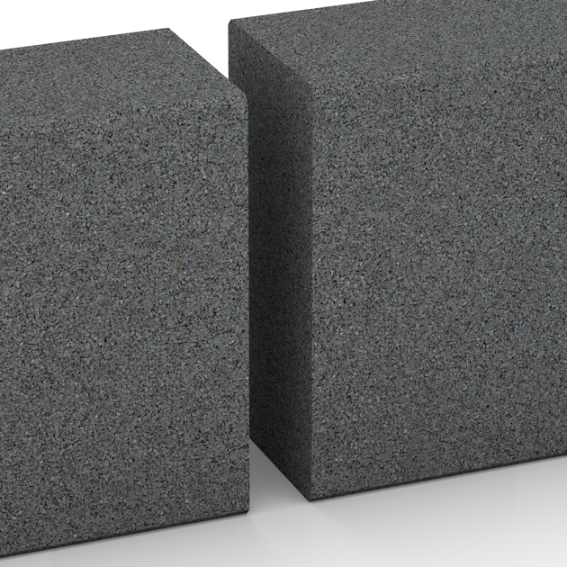 Großaufnahme vom Verbindungssystem von WARCO-Boden 2601 - Gummi-Bordstein (Blockstufe) im Farbdesign Lupkovosiva. Abmessungen 1000 x 300 x 150 mm.