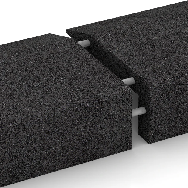 Großaufnahme vom Verbindungssystem von WARCO-Boden 2607 - Zaščitna obloga iz gume im Farbdesign Antracit. Abmessungen 100 × 40 cm | 5/15 cm.