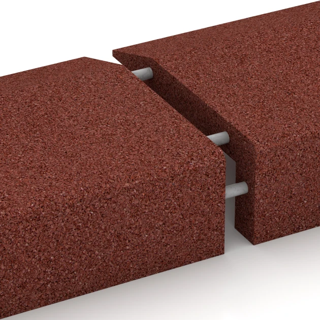 Großaufnahme vom Verbindungssystem von WARCO-Boden 2606 - Zaščitna obloga iz gume im Farbdesign Opečno rdeča. Abmessungen 100 × 40 cm | 5/15 cm.