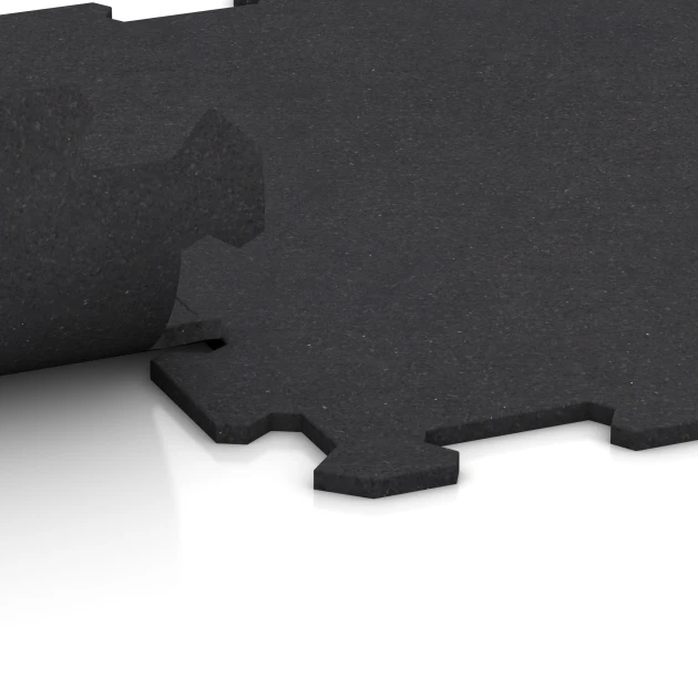 Großaufnahme vom Verbindungssystem von WARCO-Boden 0927 - Fitnes Podlaga Kompakt im Farbdesign Matna antracitna. Abmessungen 485 x 485 x 8 mm | 0,235 m².