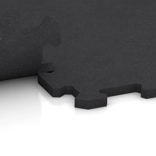 Großaufnahme vom Verbindungssystem von WARCO-Boden 1003 - Fitnes Podlaga Kompakt im Farbdesign Matna antracitna. Abmessungen 485 x 485 x 16 mm | 0,235 m².