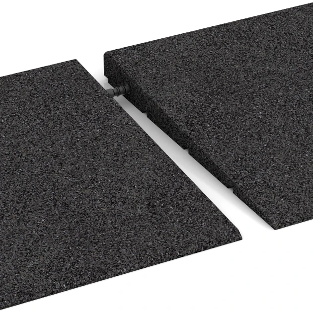 Großaufnahme vom Verbindungssystem von WARCO-Boden 2348 - Pragovna rampa 75 im Farbdesign Antracit. Abmessungen 75 x 30 cm | 8 < 30 mm.