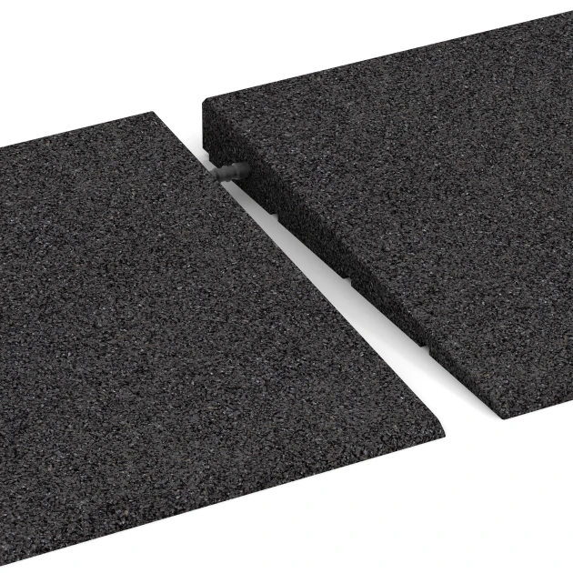 Großaufnahme vom Verbindungssystem von WARCO-Boden 2388 - Pragovna rampa 75 im Farbdesign Antracit. Abmessungen 75 x 30 cm | 8 < 35 mm.