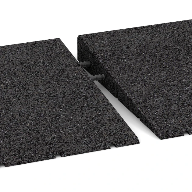 Großaufnahme vom Verbindungssystem von WARCO-Boden 2468 - Pragovna rampa 75 im Farbdesign Antracit. Abmessungen 75 x 30 cm | 8 < 45 mm.