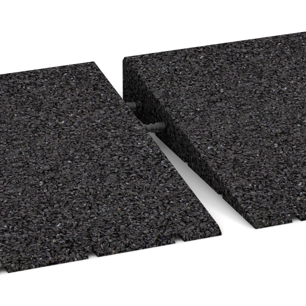 Großaufnahme vom Verbindungssystem von WARCO-Boden 2508 - Pragovna rampa 75 im Farbdesign Antracit. Abmessungen 75 x 30 cm | 8 < 50 mm.