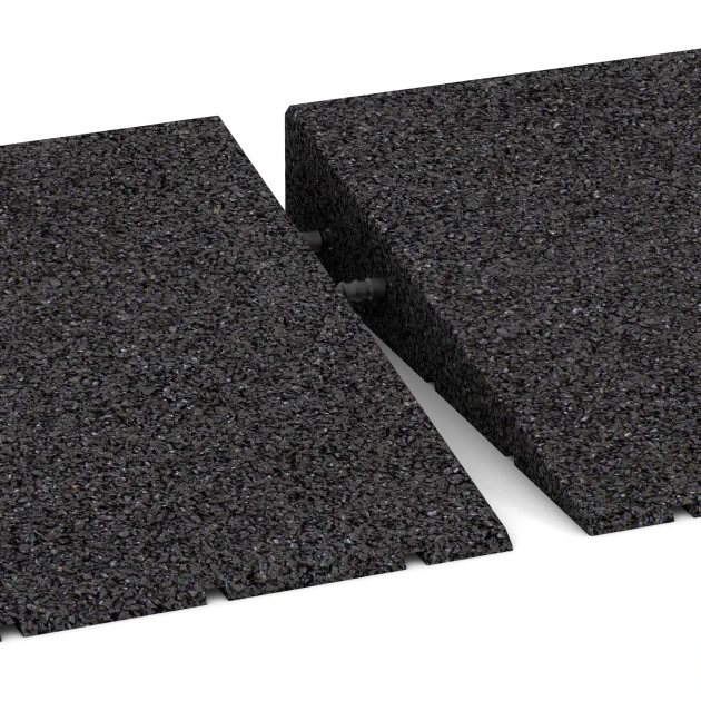 Großaufnahme vom Verbindungssystem von WARCO-Boden 2548 - Pragovna rampa 75 im Farbdesign Antracit. Abmessungen 75 x 30 cm | 8 < 65 mm.