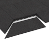 Großaufnahme vom Verbindungssystem von WARCO-Boden 2216 - linke Eck-Keilhälfte im Farbdesign Antracit. Abmessungen 750 x 300 mm | 8 <  50 mm.