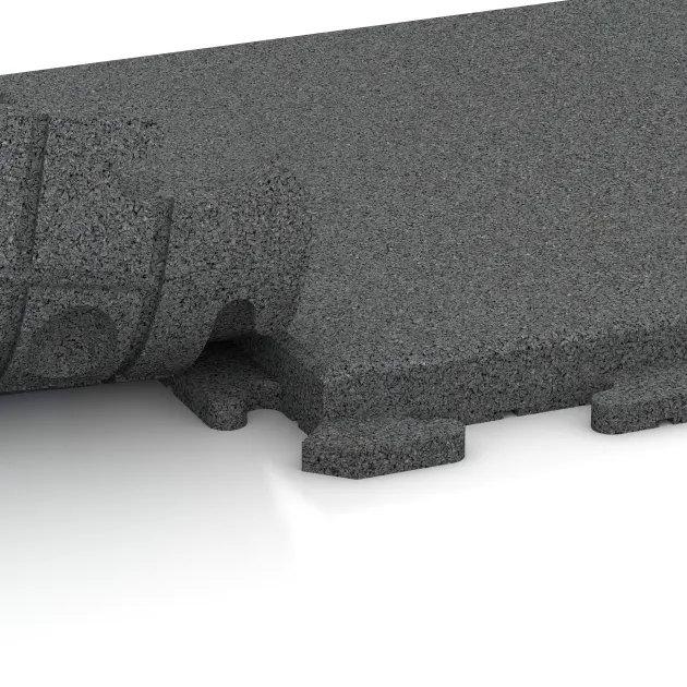 Großaufnahme vom Verbindungssystem von WARCO-Boden 1389 - Gehwegplatte im Farbdesign Lupkovosiva. Abmessungen 500 x 500 x 40 mm.