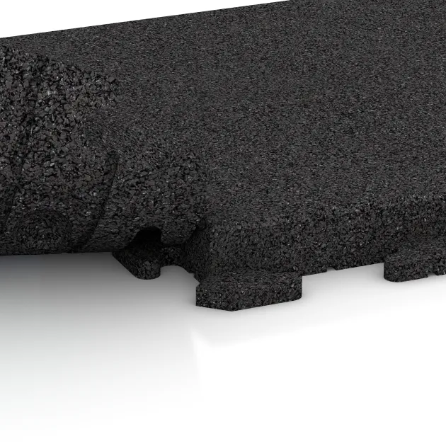 Großaufnahme vom Verbindungssystem von WARCO-Boden 1478 - Gehwegplatte im Farbdesign Antracit. Abmessungen 500 x 500 x 50 mm.