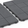 Großaufnahme vom Verbindungssystem von WARCO-Boden 6237 - Panelni vzorec – Terasne plošče im Farbdesign Srebrno siva. Abmessungen 38,5 x 38,5 x 2 cm.